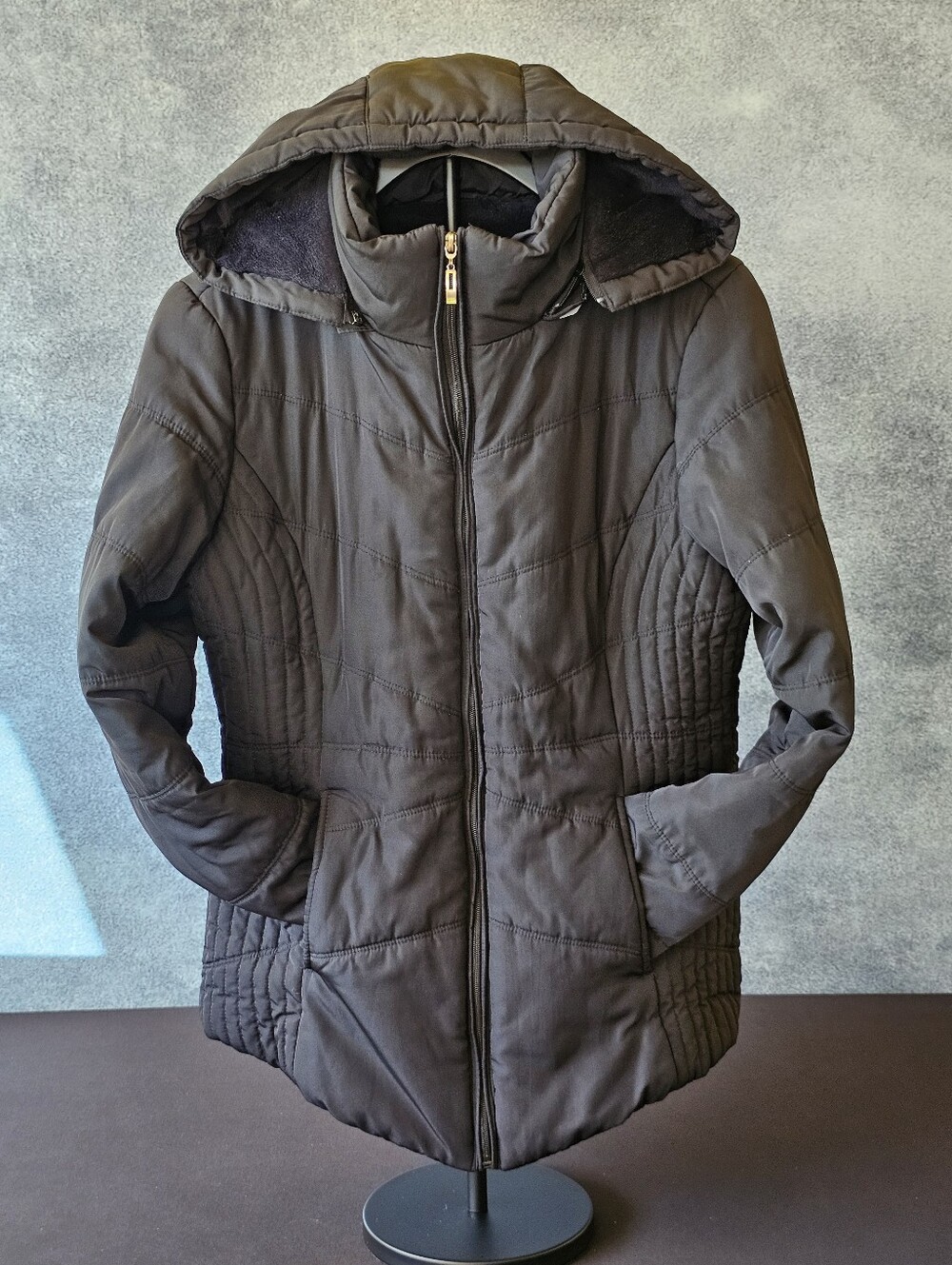 Vintage Womens' Saint John's Bay Medium Fleece Lined Winter Coat Removable Hood